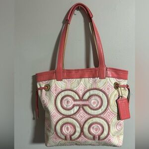 Coach Audrey Signature Op Art Tote EUC